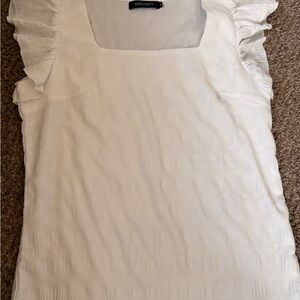 Ming Wang White Ruffle Sleeve Blouse